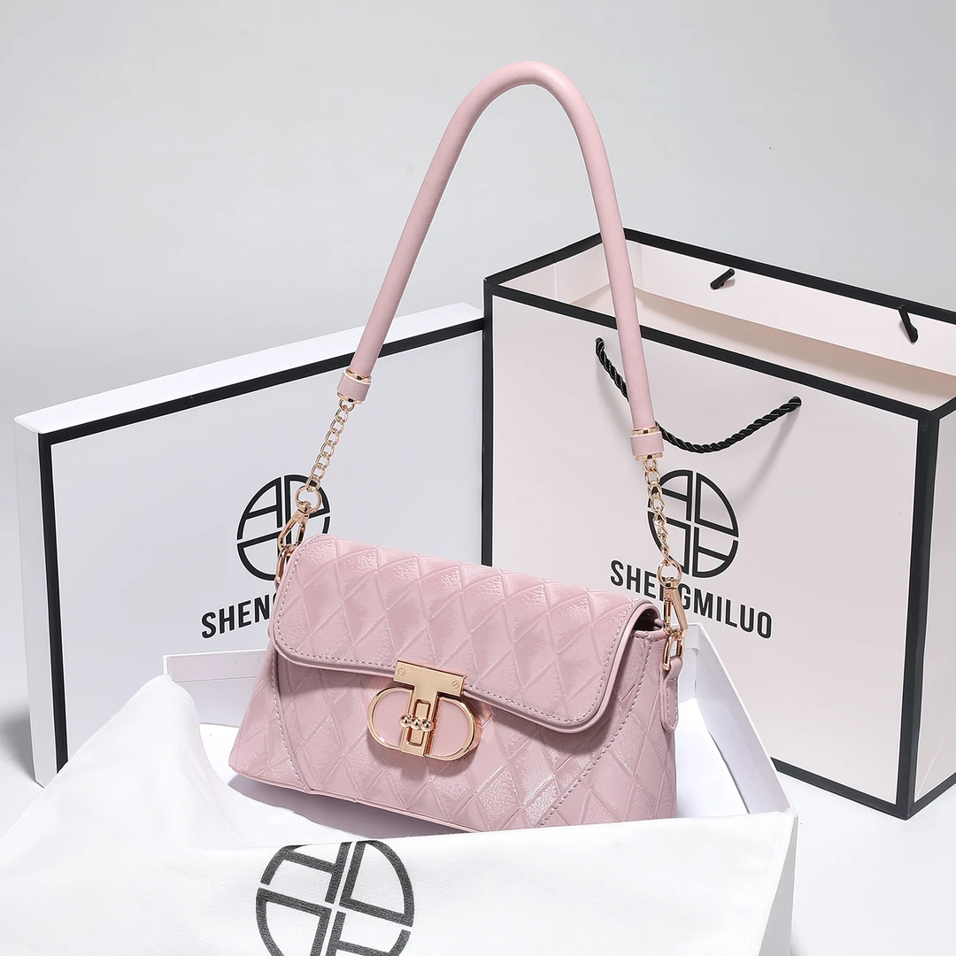 SHENGMILUO/圣米洛女生粉色包包新款潮小众洋气斜挎包单肩腋下包