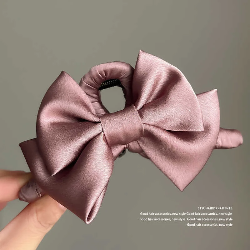 韩版蝴蝶结抓夹大号发量多发夹缎面高级感在逃公主鲨鱼夹发卡头饰