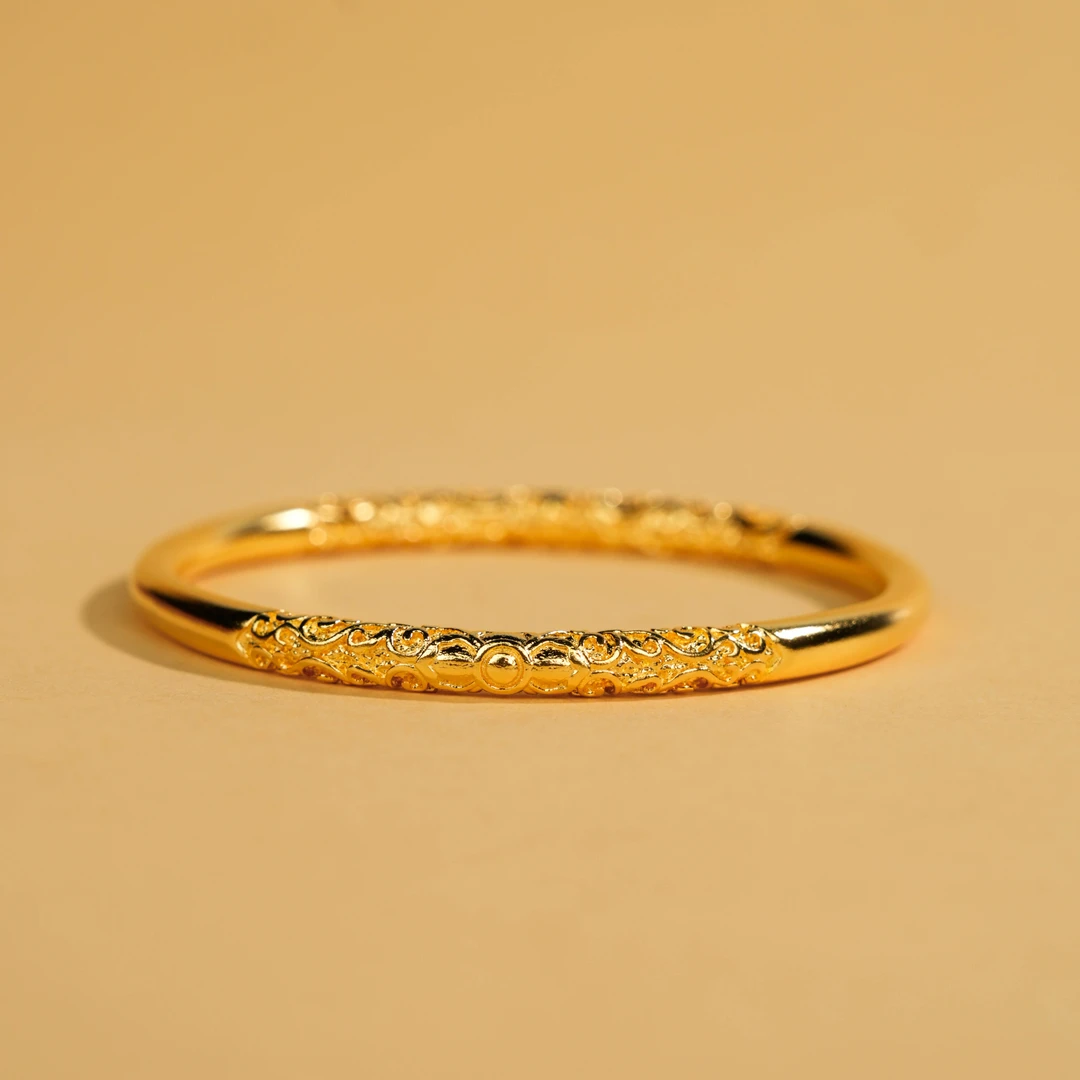 足银手镯 足银卷草纹手镯时尚经典