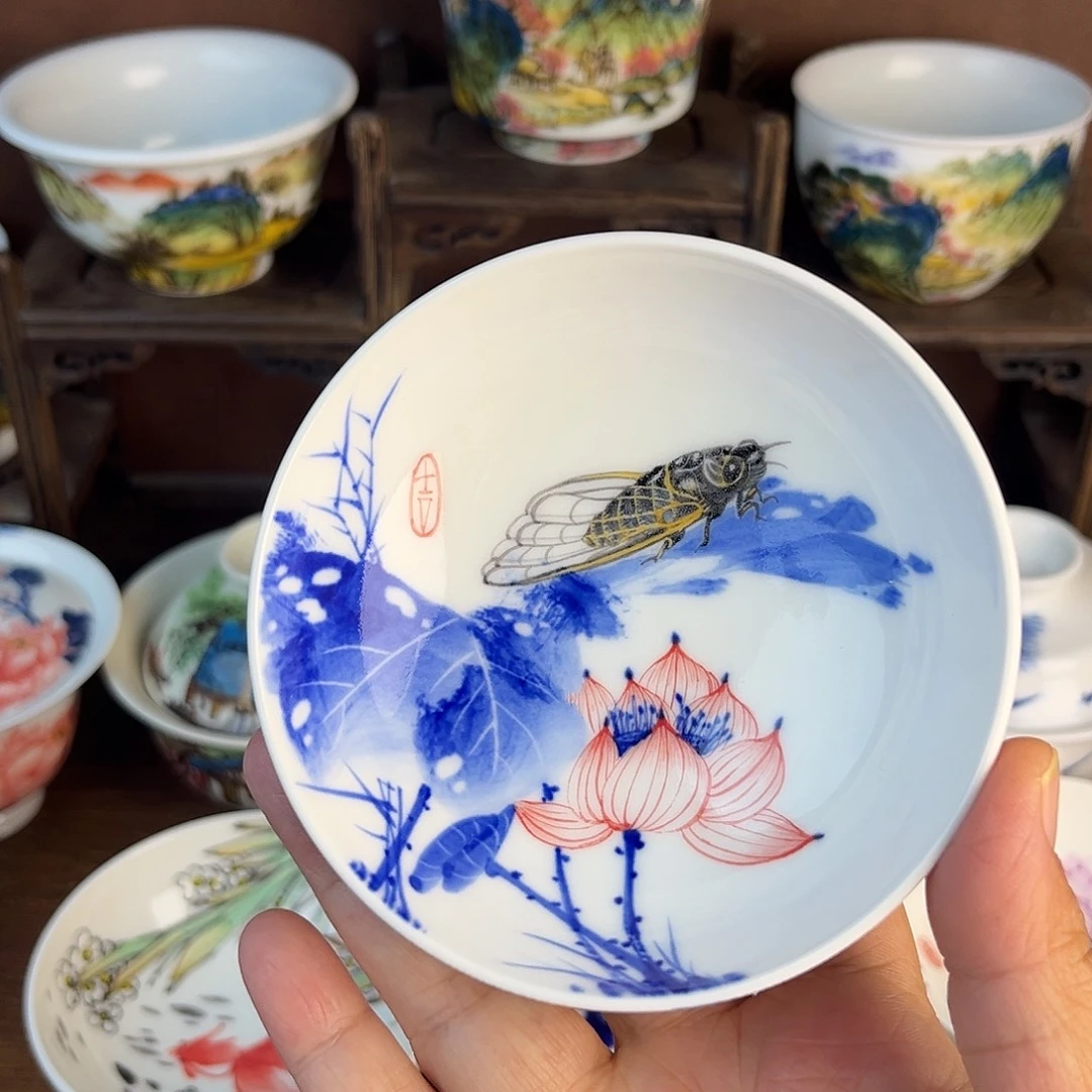 忠意堂釉下彩夏蝉