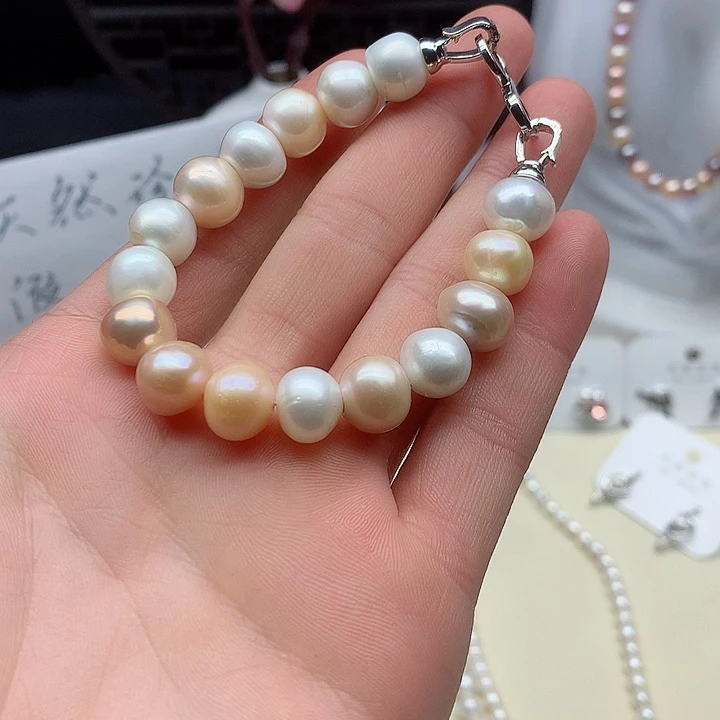 银S925镶嵌手链淡水珍珠