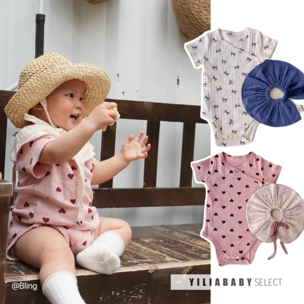 YiliaBaby*ins感甜美女宝宝夏季少女心纯棉短袖包屁衣｜朝朝暮暮