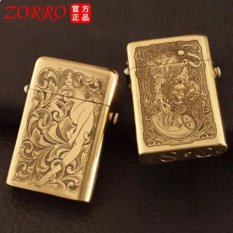 佐罗打火机581托伦斯双面刻自动弹射点火复古机械老式火机批发改a