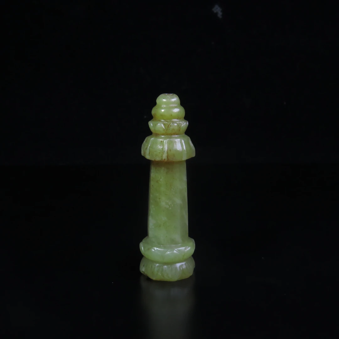 清代佛塔形玉勒/MZ597348/和田玉/民族文物