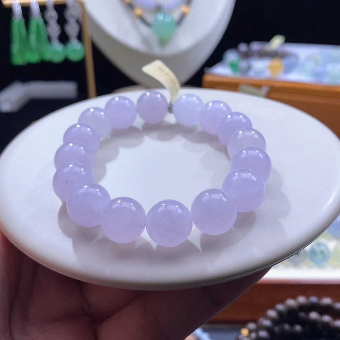 翡翠未镶嵌手串冰粉紫手串卡11+
