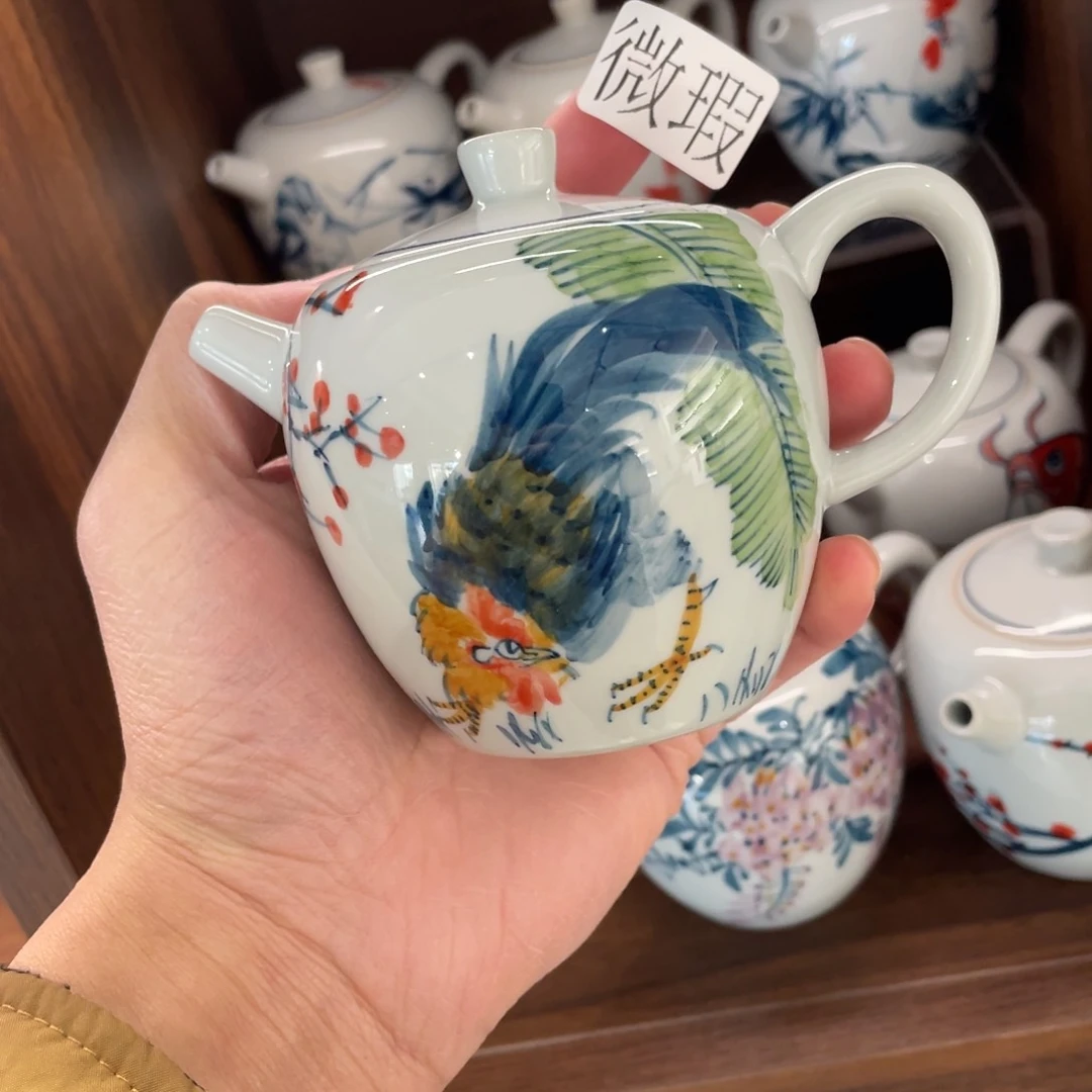 釉下手绘茶具微瑕