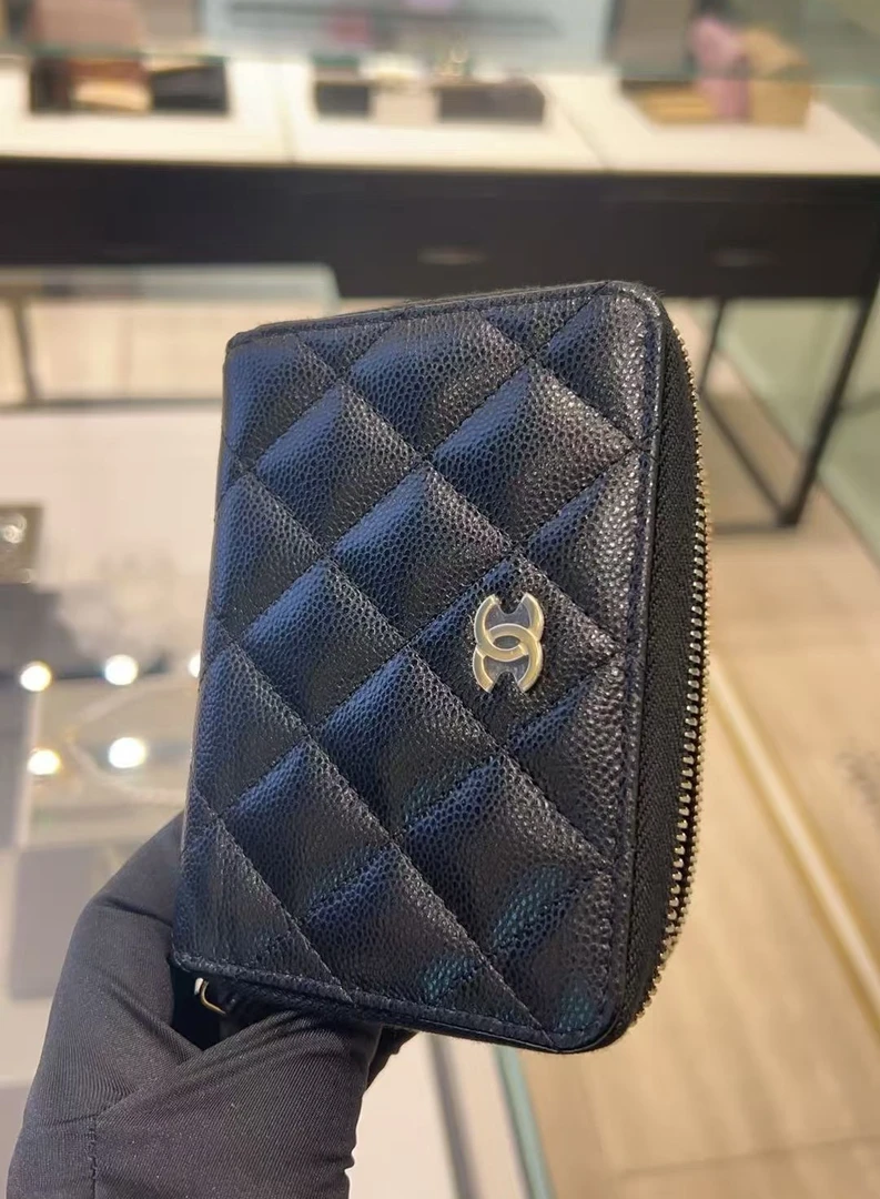 未使用 Chanel/香奈儿 澳海贝拉链卡包钱包