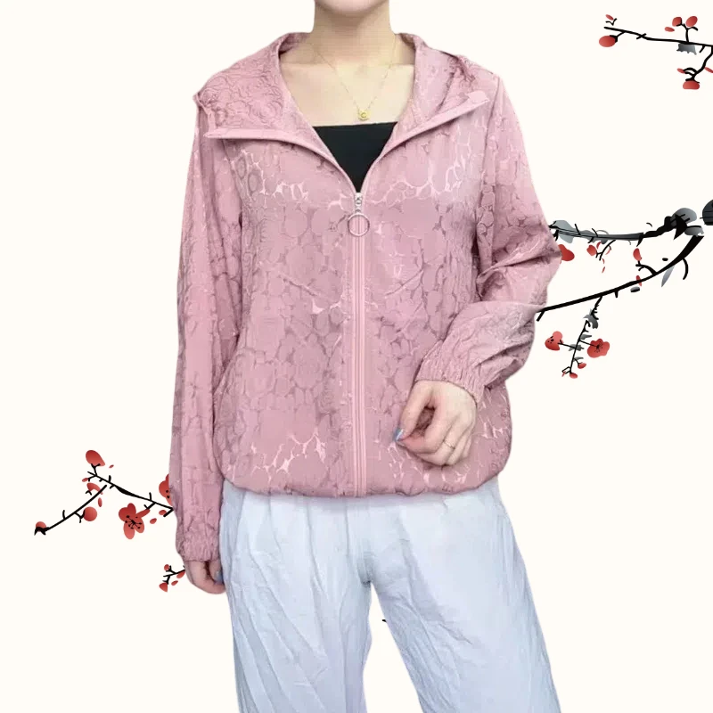 【粉萝】薄款常规款时尚中老年女装长袖棒球服女装短外套透气