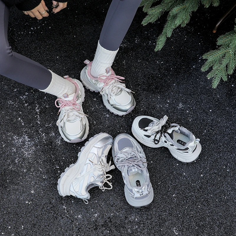 新百伦女鞋秋冬款加绒运动鞋2025新款保暖百搭厚底爆款跑步老爹鞋