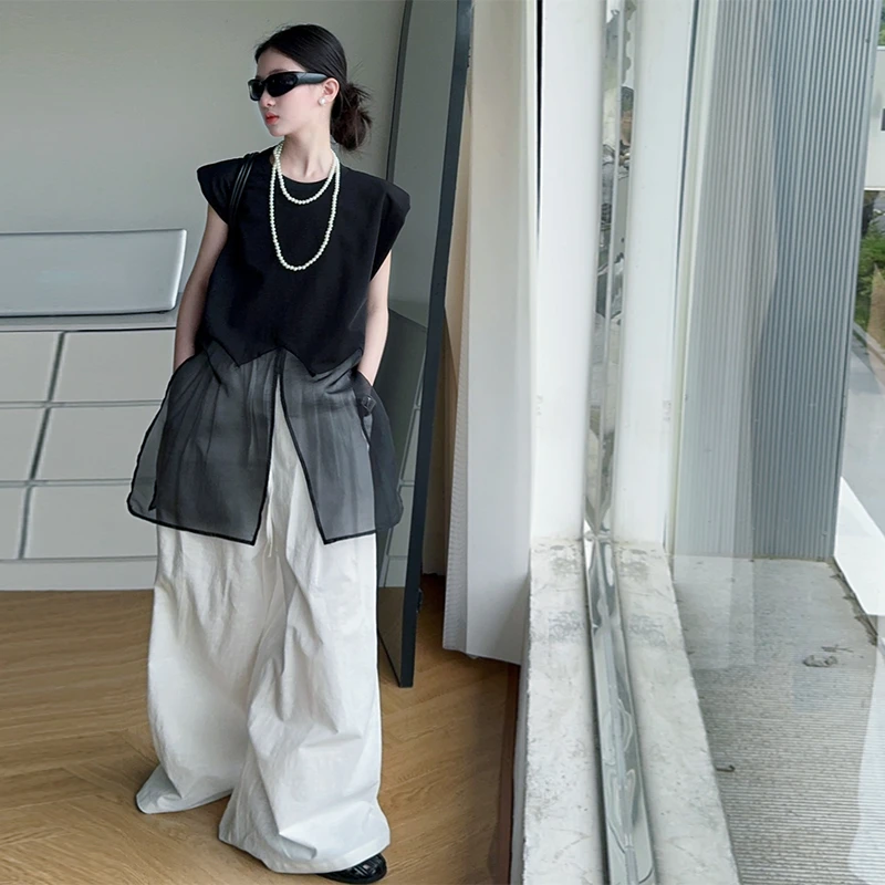 女童夏季短袖套装2025新款中大女童6-12岁15岁爆款网红长裤两件套