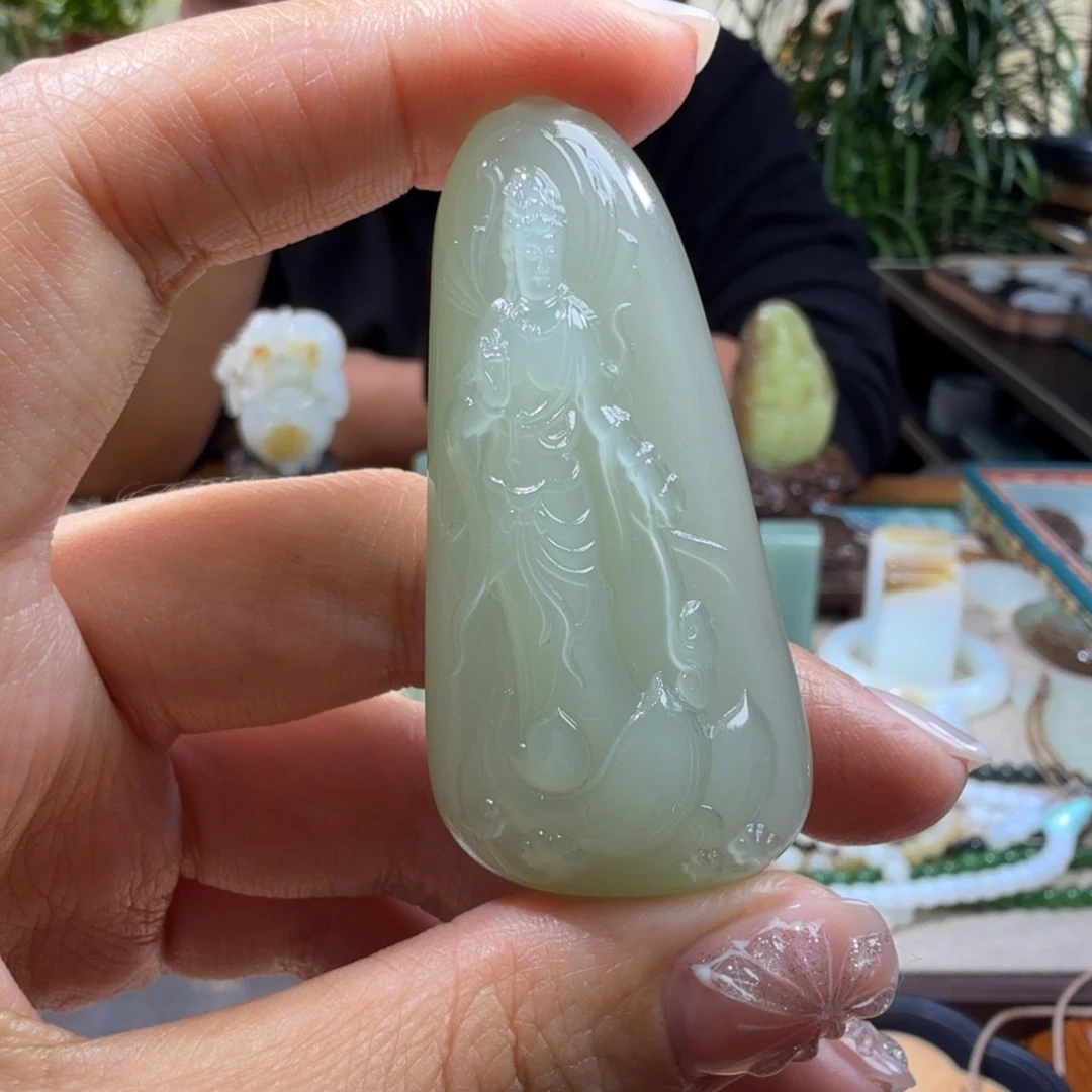 和田玉挂件未镶嵌花**康