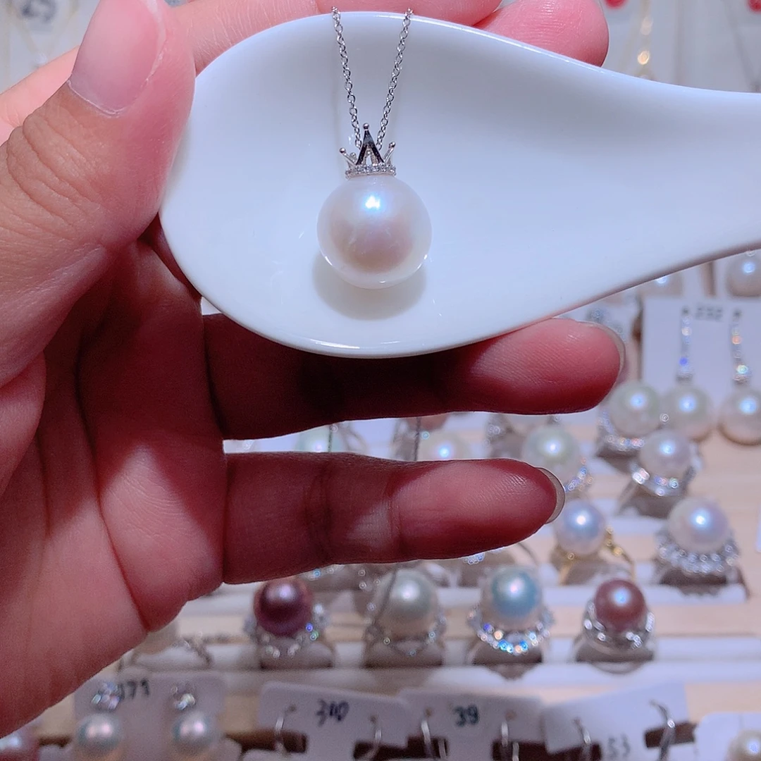 银S925镶嵌淡水珍珠吊坠(赠链)CC14.2mm