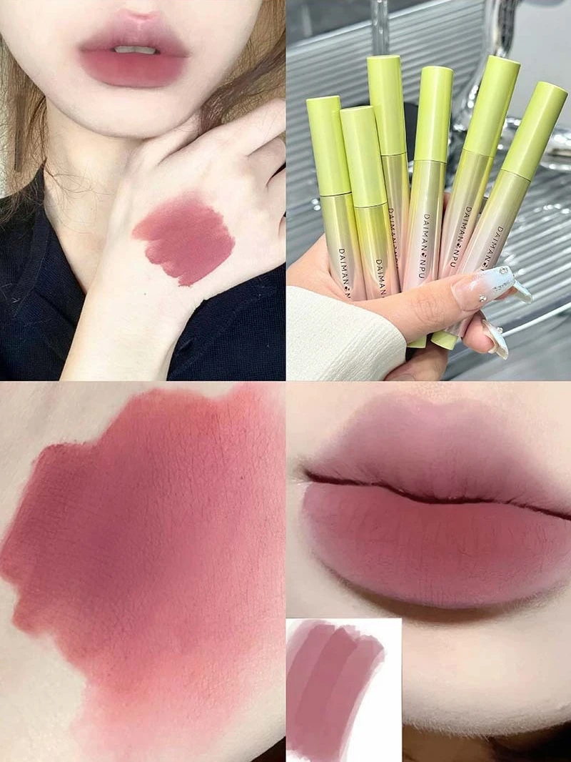 不易掉色低饱和灰粉伪素颜口红笔哑光唇釉丝绒雾面唇泥棒学生党