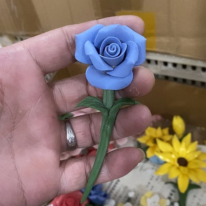 瓷片纯手工陶瓷花摆件1瑕