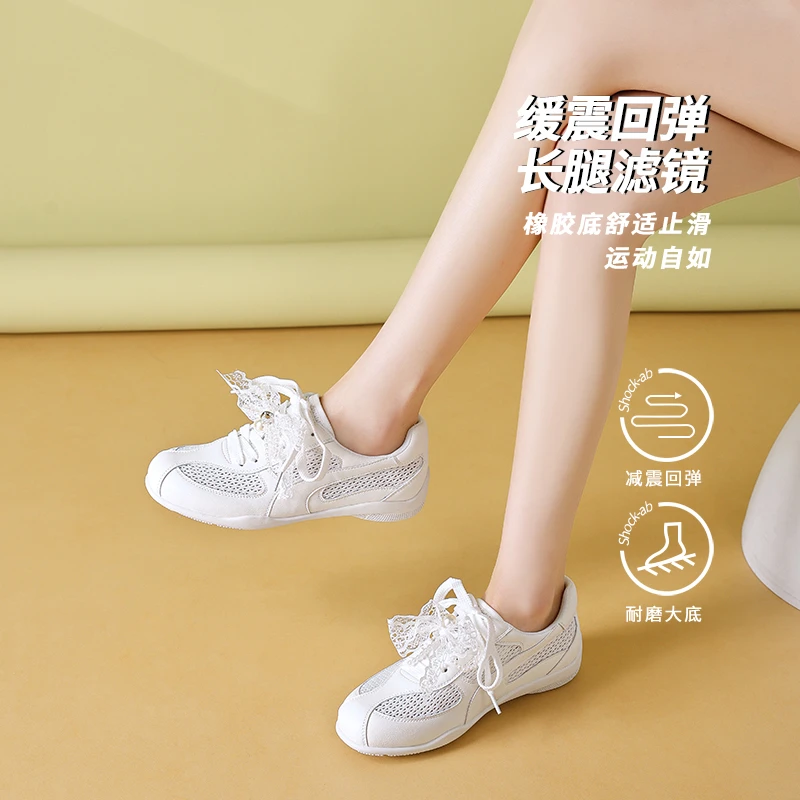 星期六银色蕾丝绑带轻奢百搭软底女士时尚百搭潮流女鞋潮流板鞋