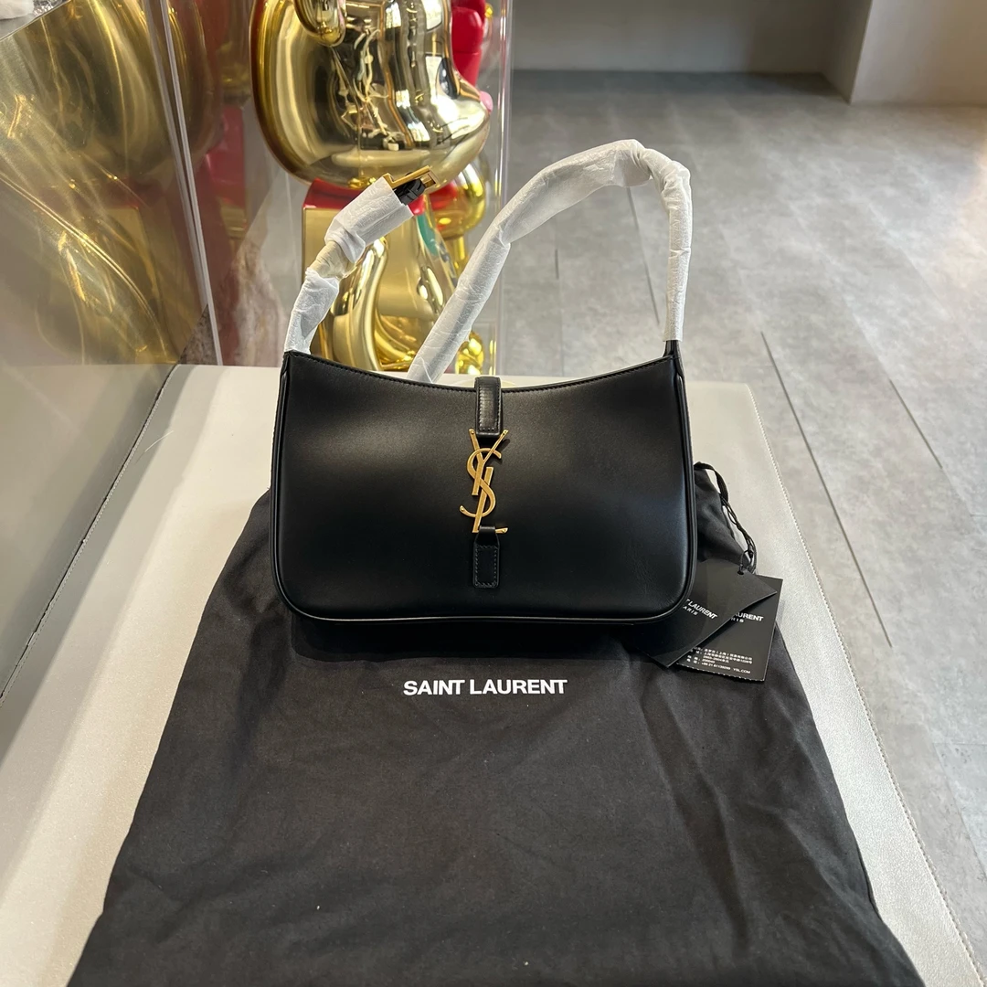 99新 YSL/圣罗兰 黑金hobo腋下包手提包 肩带可调节 简洁且高级