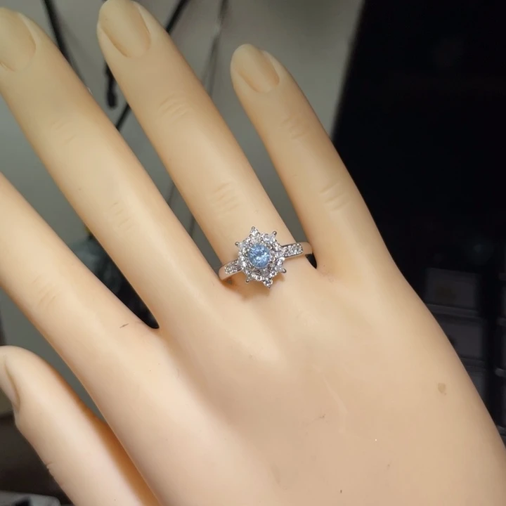 戒指蓝宝石银S925镶嵌缅甸天然抹谷无烧蓝宝石