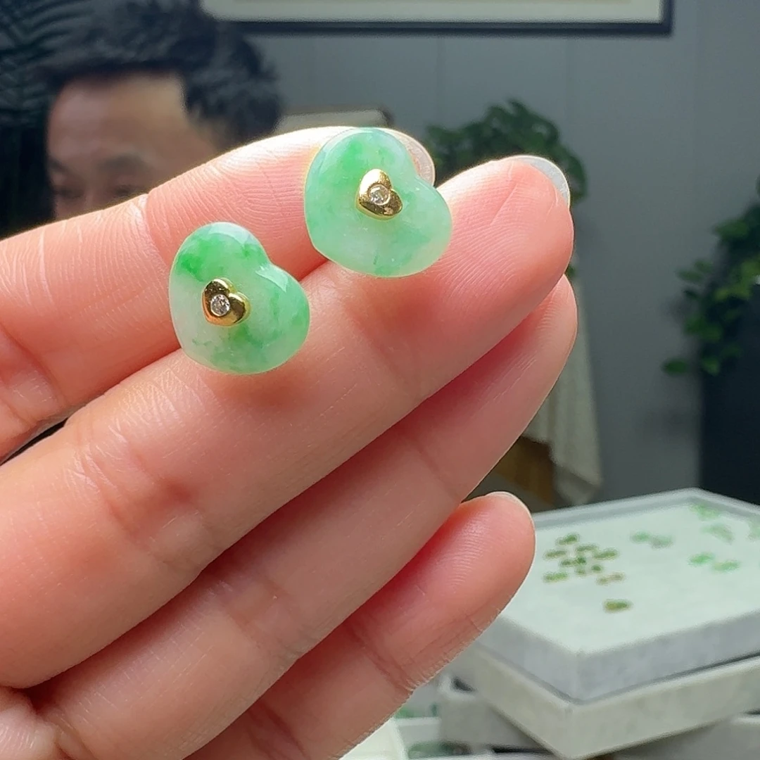 翡翠银S925镶嵌耳饰多样性发货其一