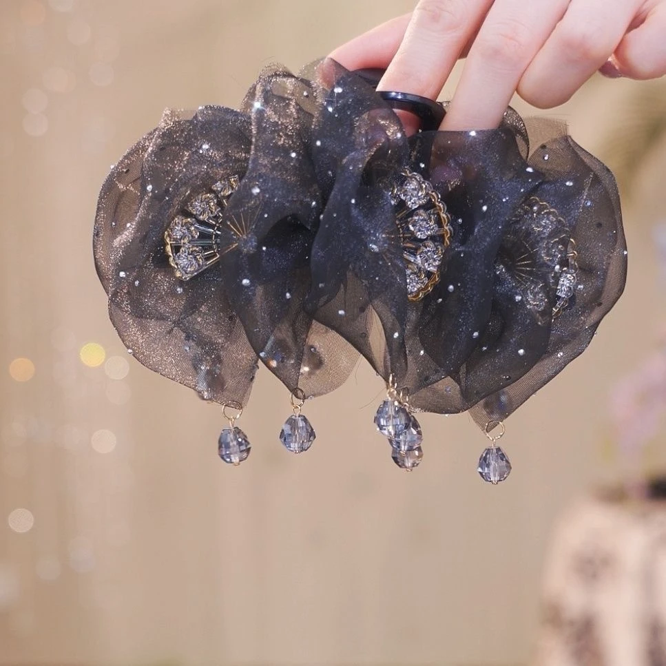 【国风裙摆】超仙扇子流苏抓夹蓬松高颅顶显发量鲨鱼夹发夹2584头饰