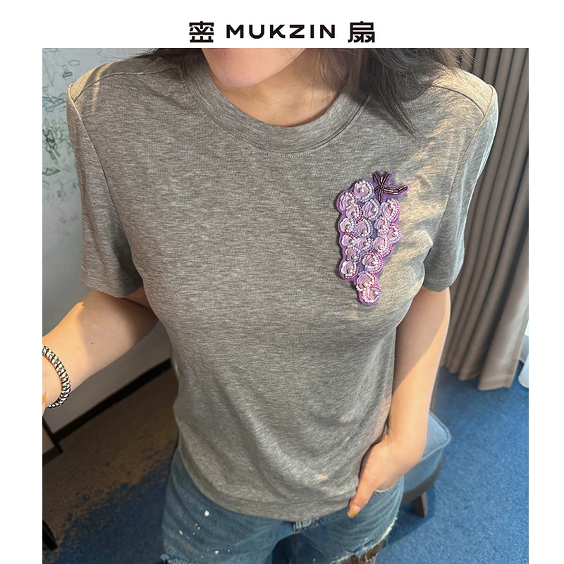 「葡萄/香梨」//非遗疆绣 天丝材质 轻柔垂顺！//密扇新中式短袖