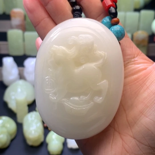 石材方解石手把件