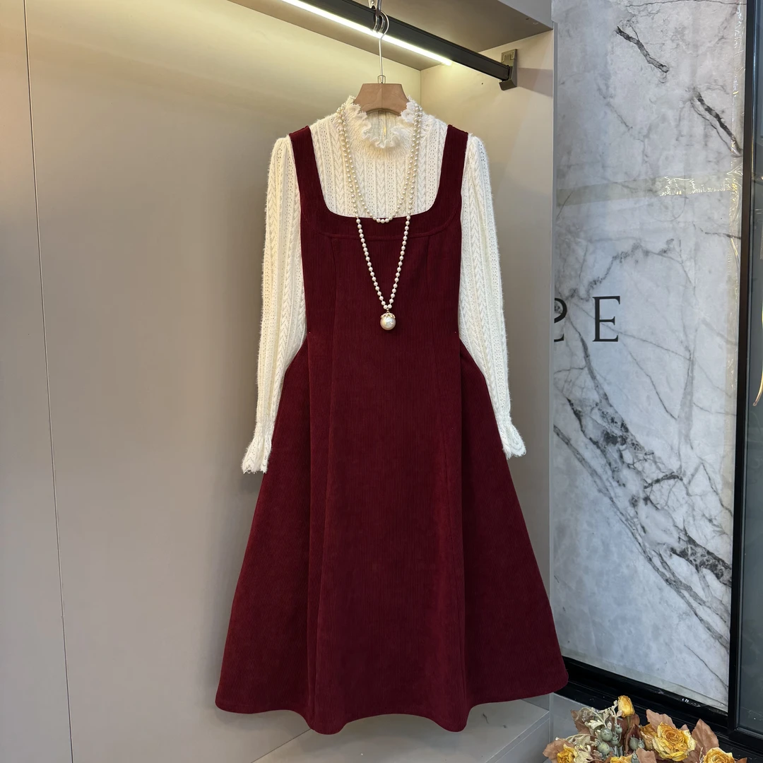 2025欧货时尚温柔风大码女装优雅气质显瘦内搭+吊带裙套装6063