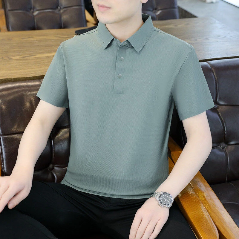 夏季冰丝男士短袖Polo衫透气翻领商务休闲速干T恤衫