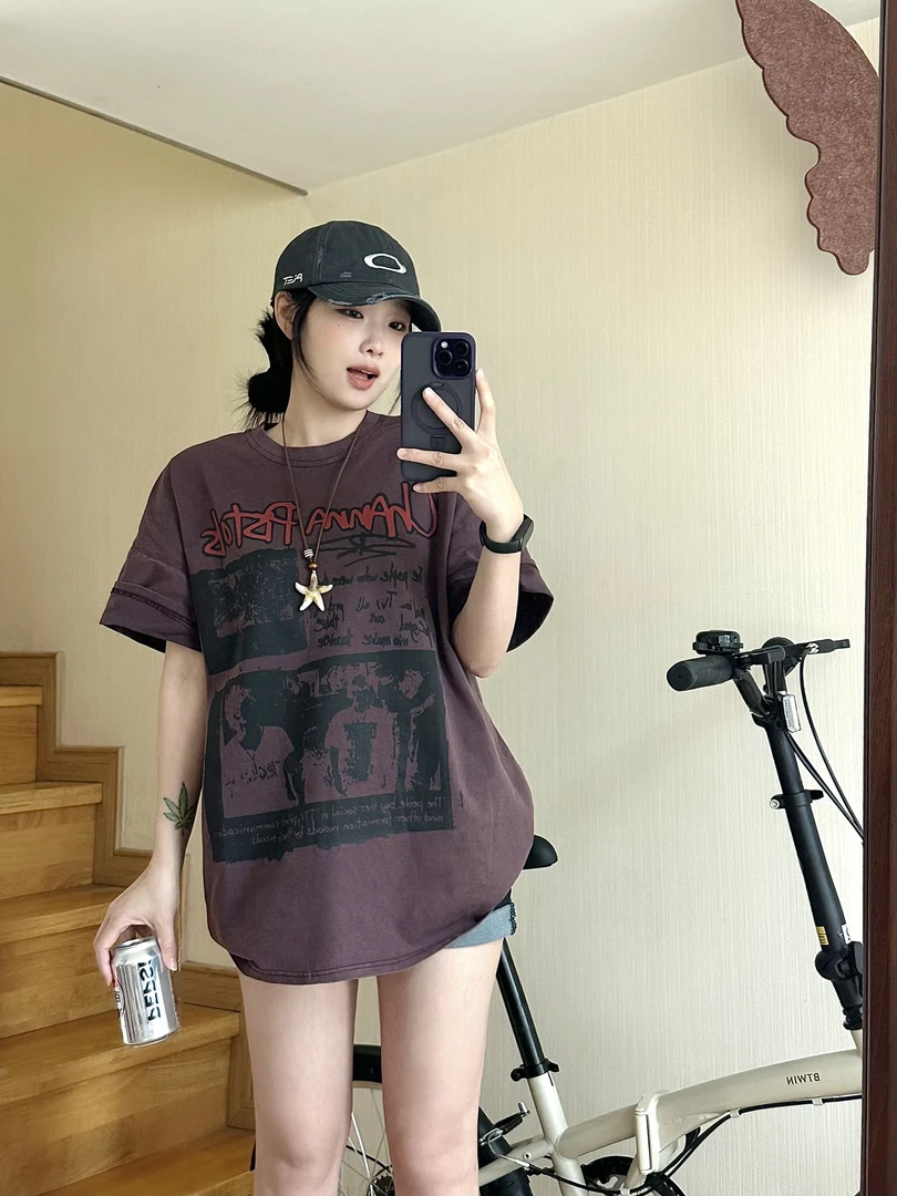 iG 重磅做旧美式复古乐队人物印花纯棉短袖T恤