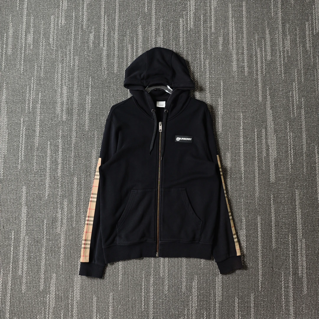 99新 BURBERRY/博柏利 经典格纹衬里Logo字母连帽卫衣/S码/6906