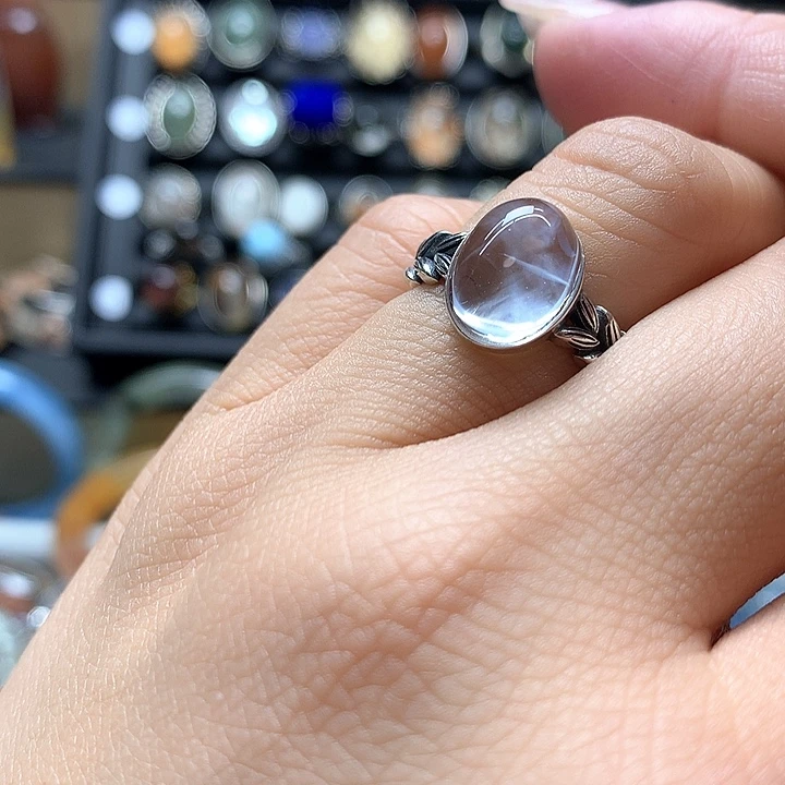 水晶水晶戒指银S925镶嵌