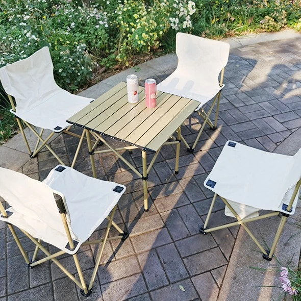 装备加厚定制便携式野餐月亮椅帆布露营金属折叠椅户外折叠桌椅