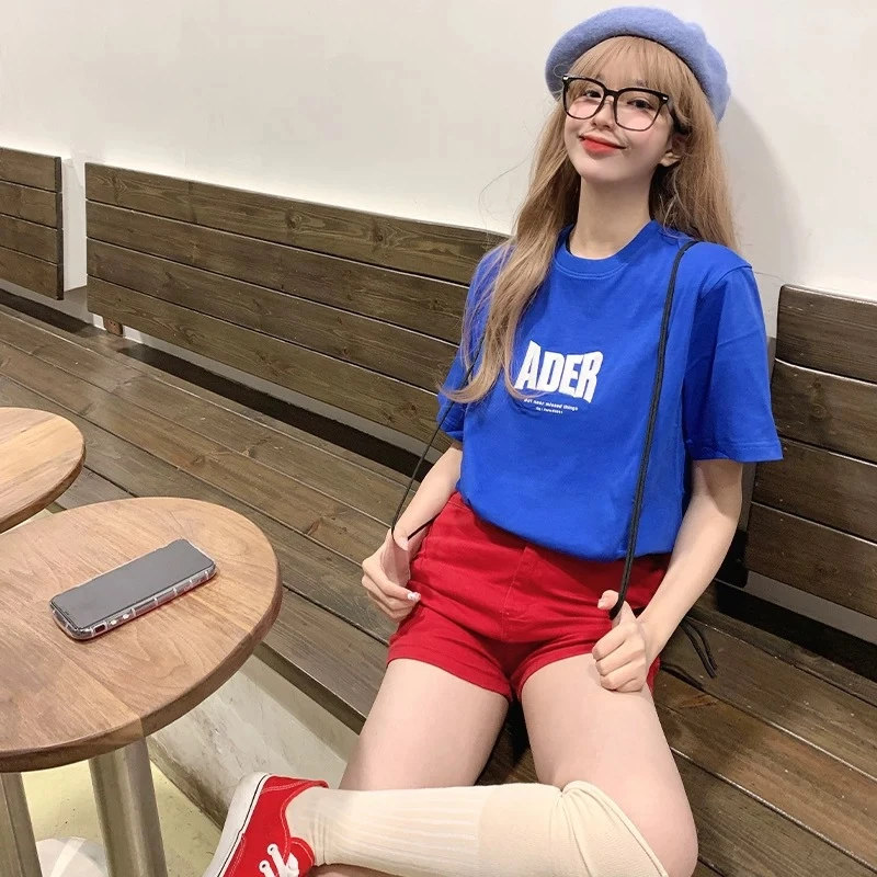 ADER⑦⑨字母休闲风短袖刺绣韩版T恤宽松数字圆领显瘦百搭