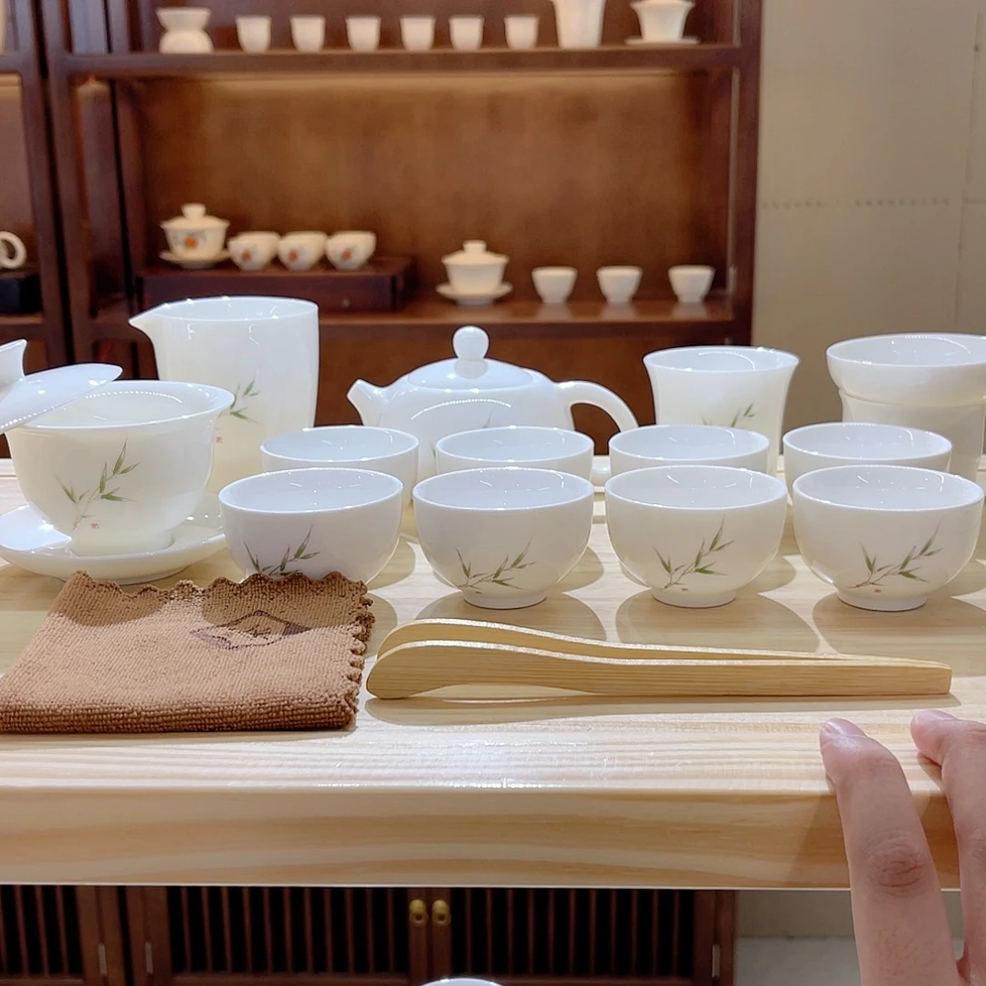 瓷片玄致羊脂玉瓷茶具套装