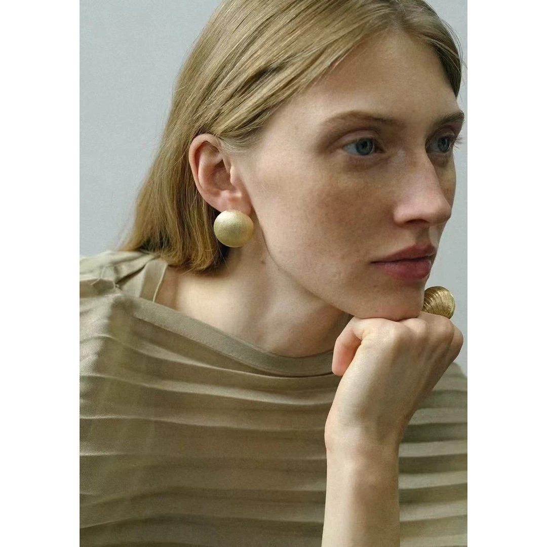 非金属硅胶耳饰 拉丝圆球耳环925纯银简约气质轻奢百搭NYN-4665