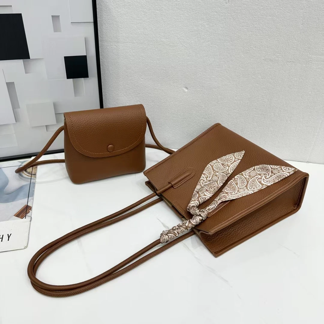 【全球仓】(B97)女士简约百搭多功能轻奢风休闲时尚单肩斜跨包棕色