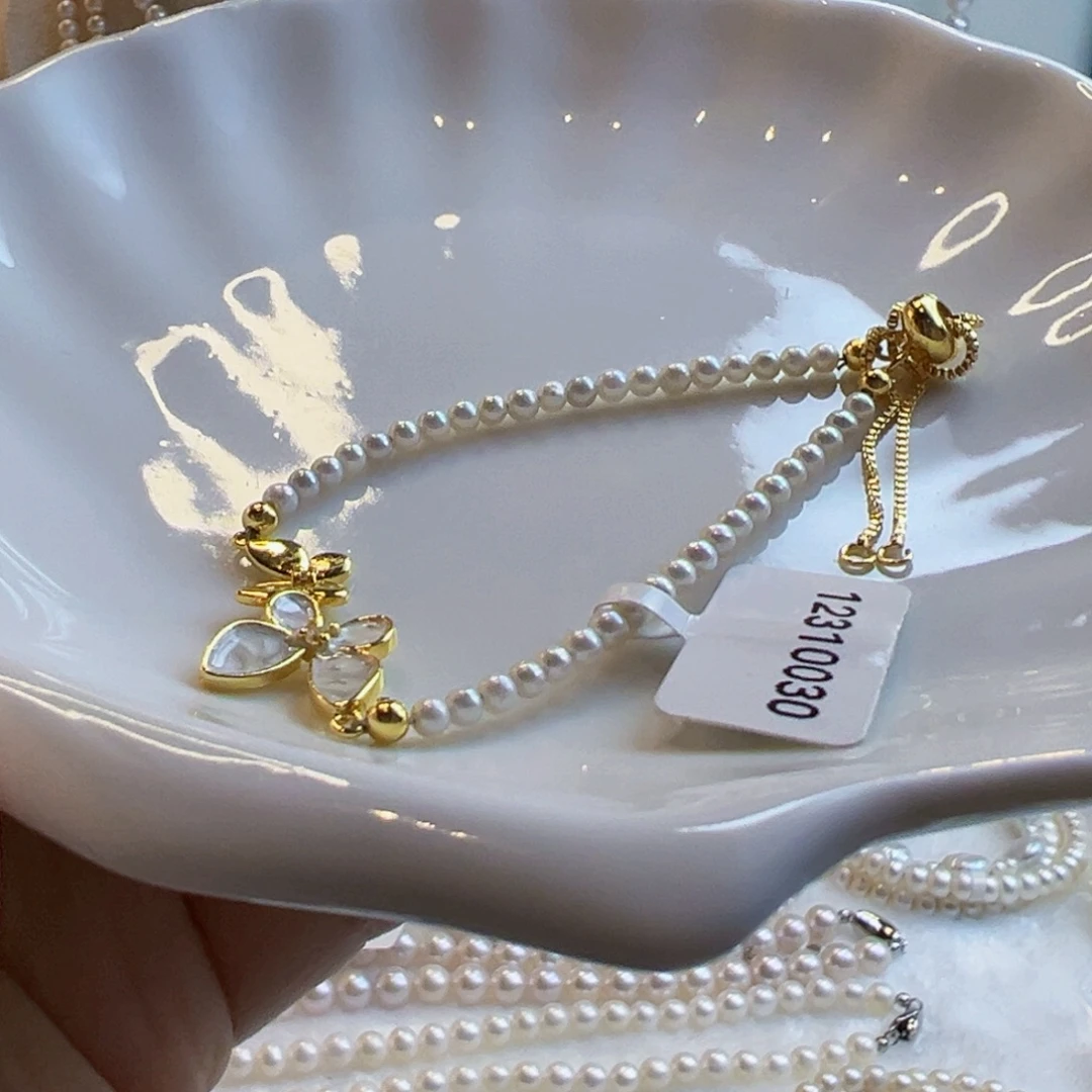 银S925镶嵌淡水珍珠手绳