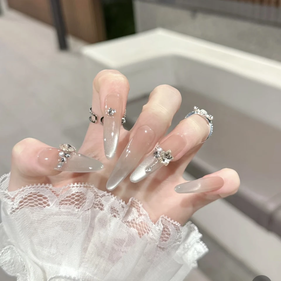 【纯欲水蜜桃】纯手工美甲穿戴甲片长款显白仙气裸爆款甲片贴款式