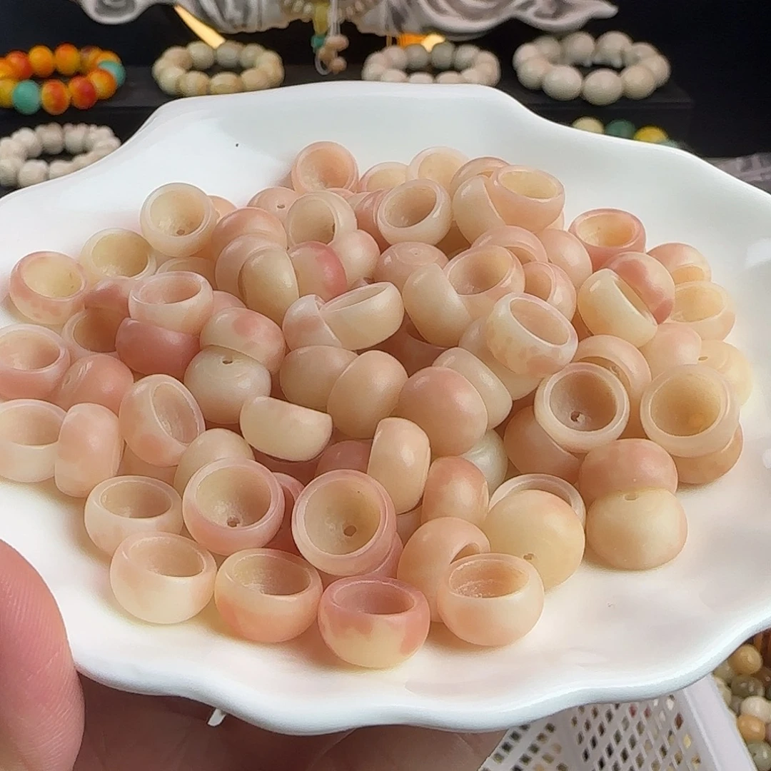 手串菩提根/象牙果微瑕卡12.5果冻粉花皮碗肠30颗