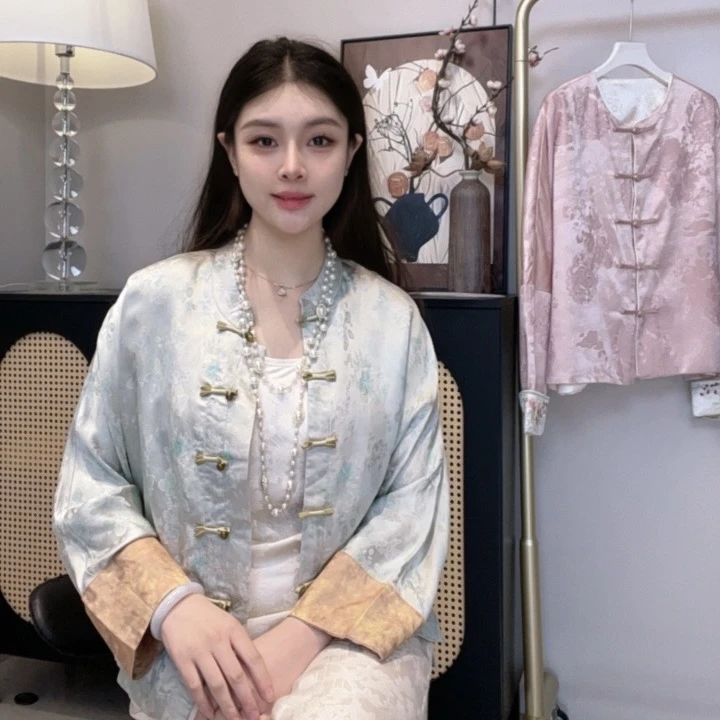 【只此青绿】 新中式重磅香云沙双面穿外套YC3816