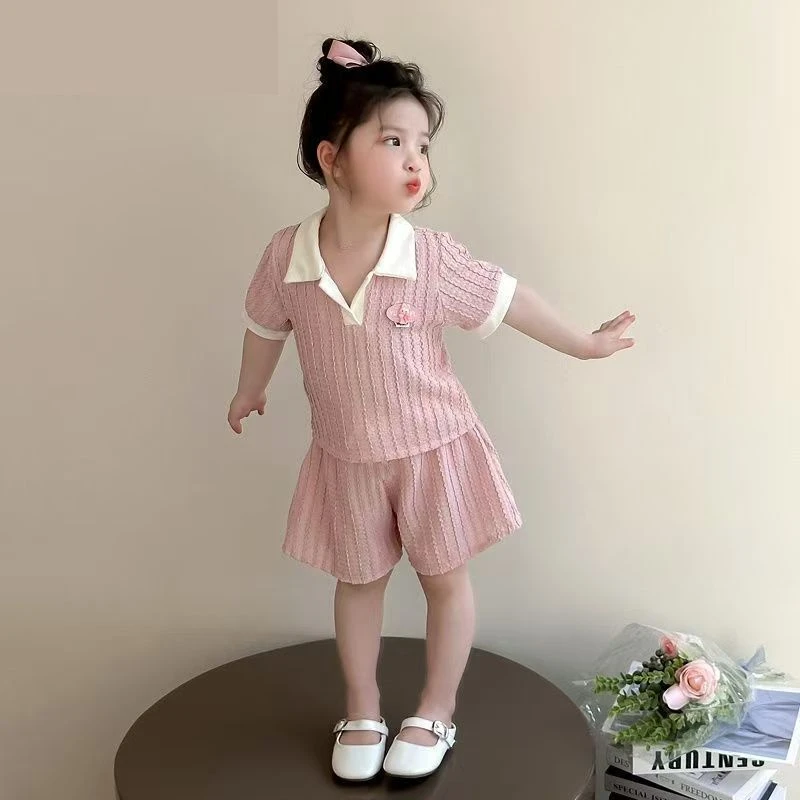 女童polo兔子短袖套装2025夏季新款儿童薄款短裤两件套宝宝夏装潮