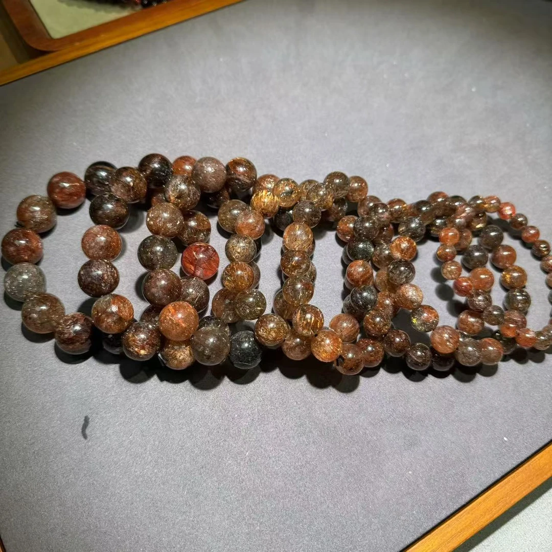 【黑胖珠宝】H0101 天然水晶 黑金超七单圈手串多样性发其一