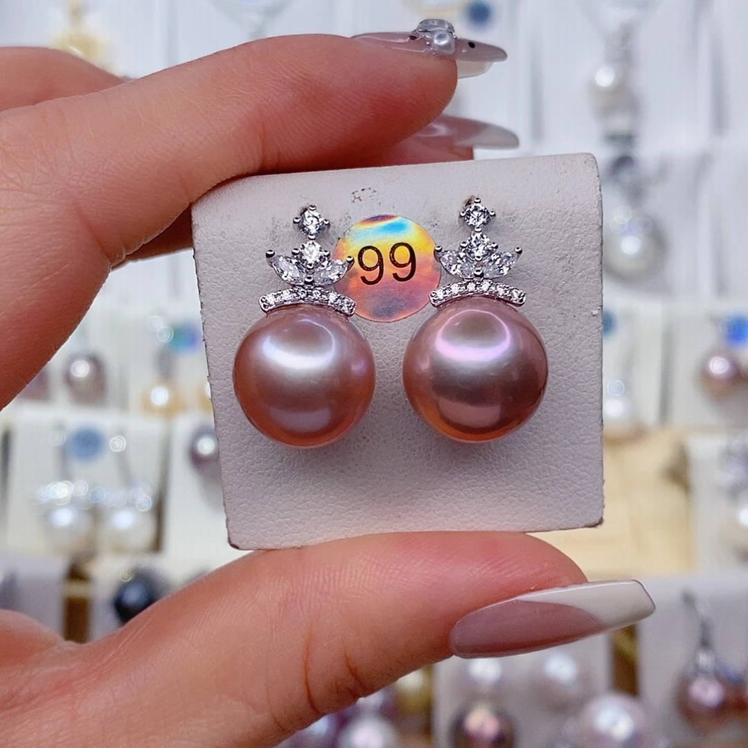 梅***姐淡水珍珠耳饰银S925镶嵌13➕