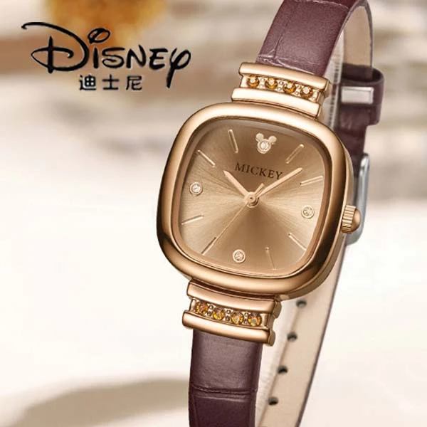 迪士尼复古方糖手表个性气质女士腕表七夕情人节礼物轻奢时尚防水