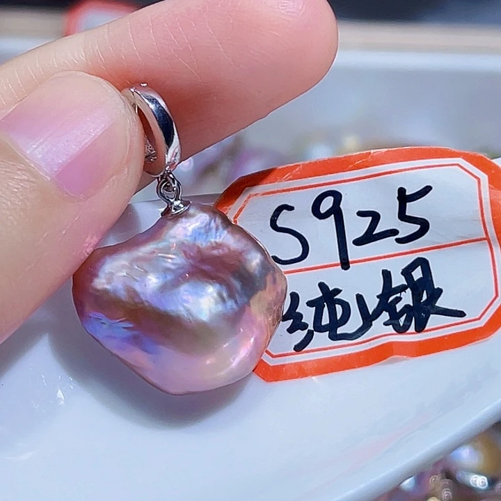 淡水珍珠银S925镶嵌颈饰