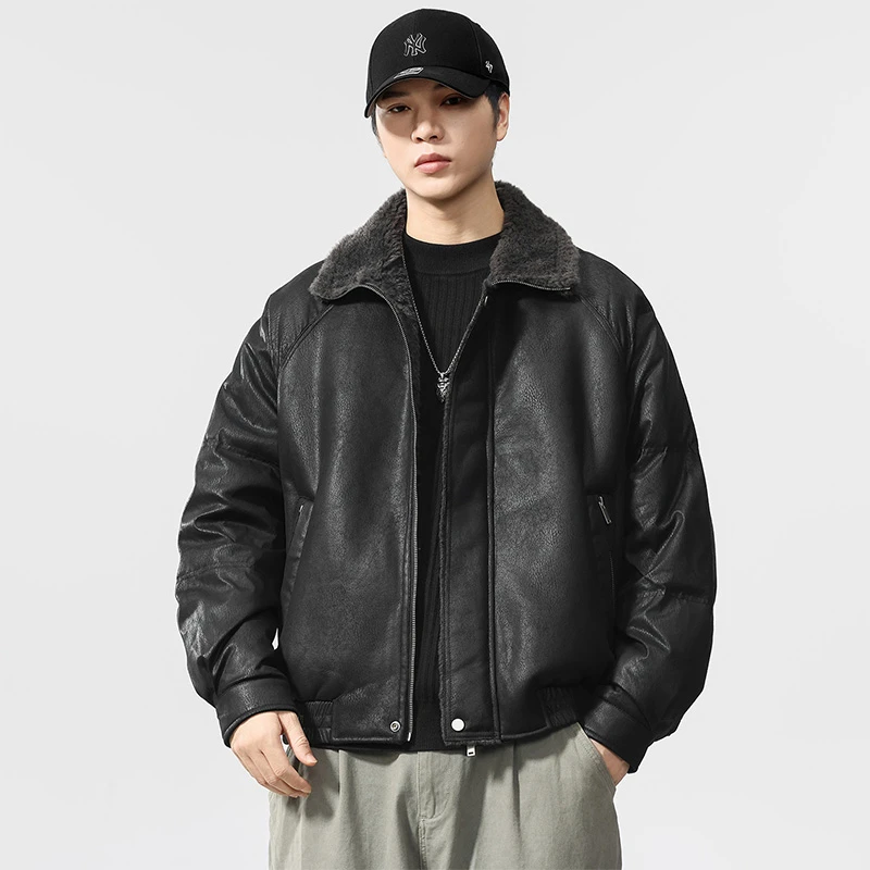 美式重磅加入PU皮冬季高级感保暖夹克秋冬外套
