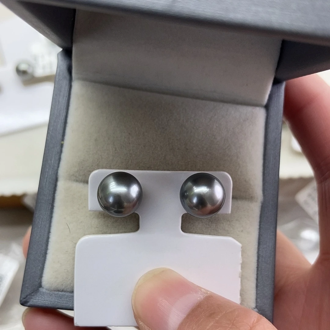 海水珍珠银S925镶嵌耳饰