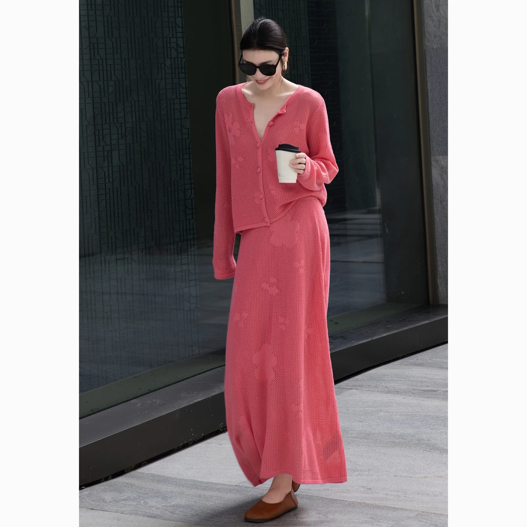 ZEROYK时尚套装女秋季新款老钱慵懒蔓越莓宽松衬衣优雅半裙两件套