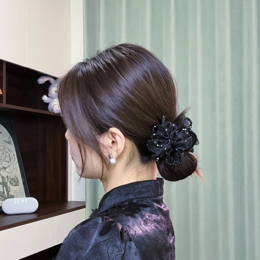 【蝶梦】8cm黑水钻巴黎王妃重工手工抓夹森系显高级感百搭时尚抓夹