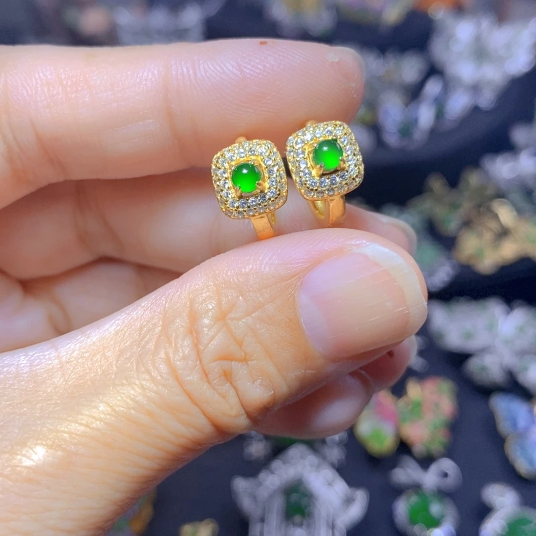 翡翠银S925镶嵌吊坠(不含链)天然