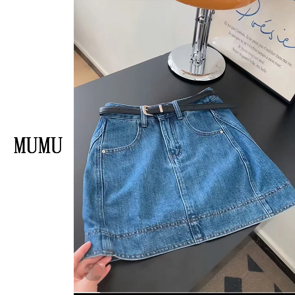 木木MUMU 休闲短款A字牛仔裙 裙长｜M053